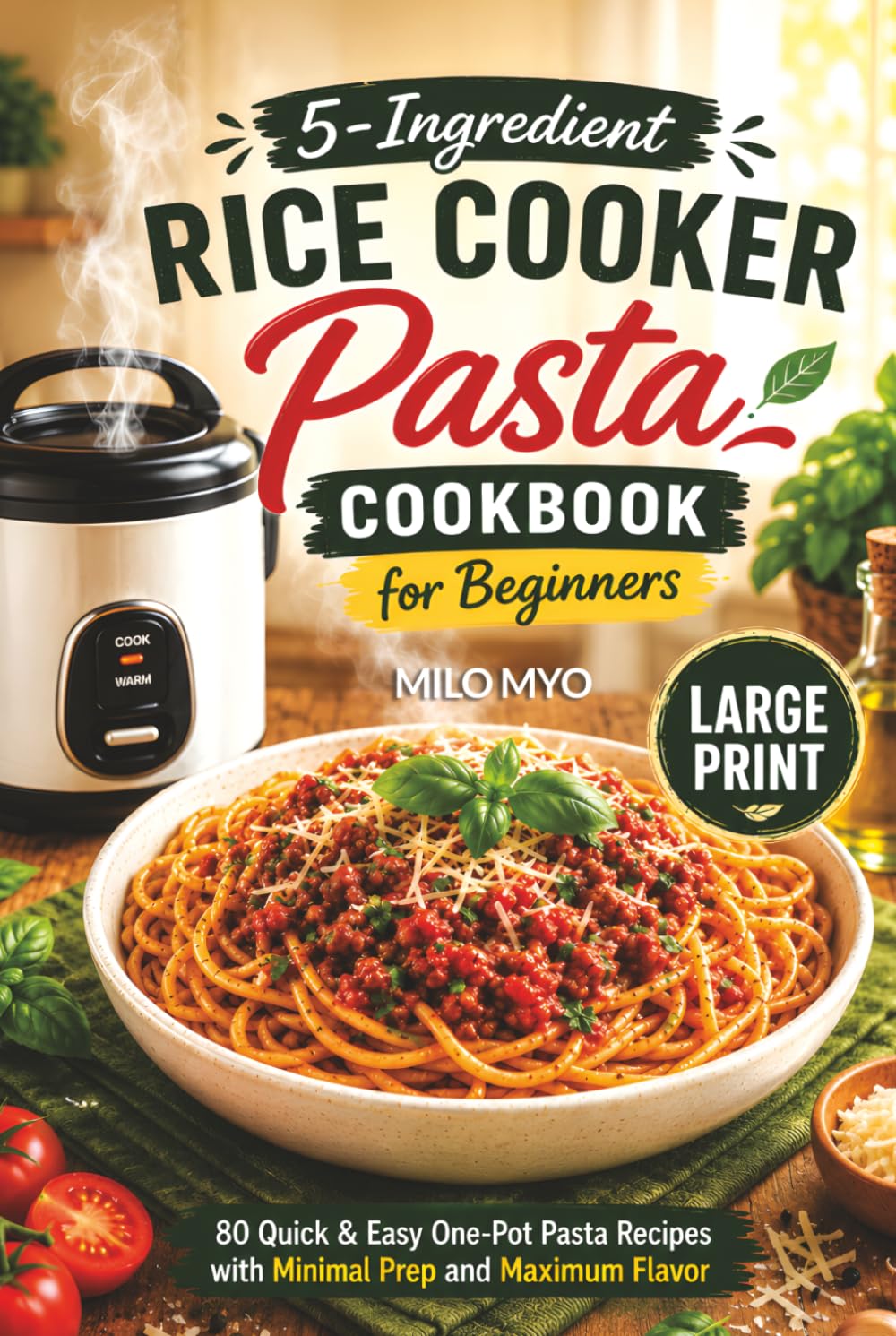 5-Ingredient Rice Cooker Pasta Cookbook for Beginners: 80 Quick & Easy One-Pot Pasta Recipes with Minimal Prep and Maximum Flavor | Large Print Recipe Book