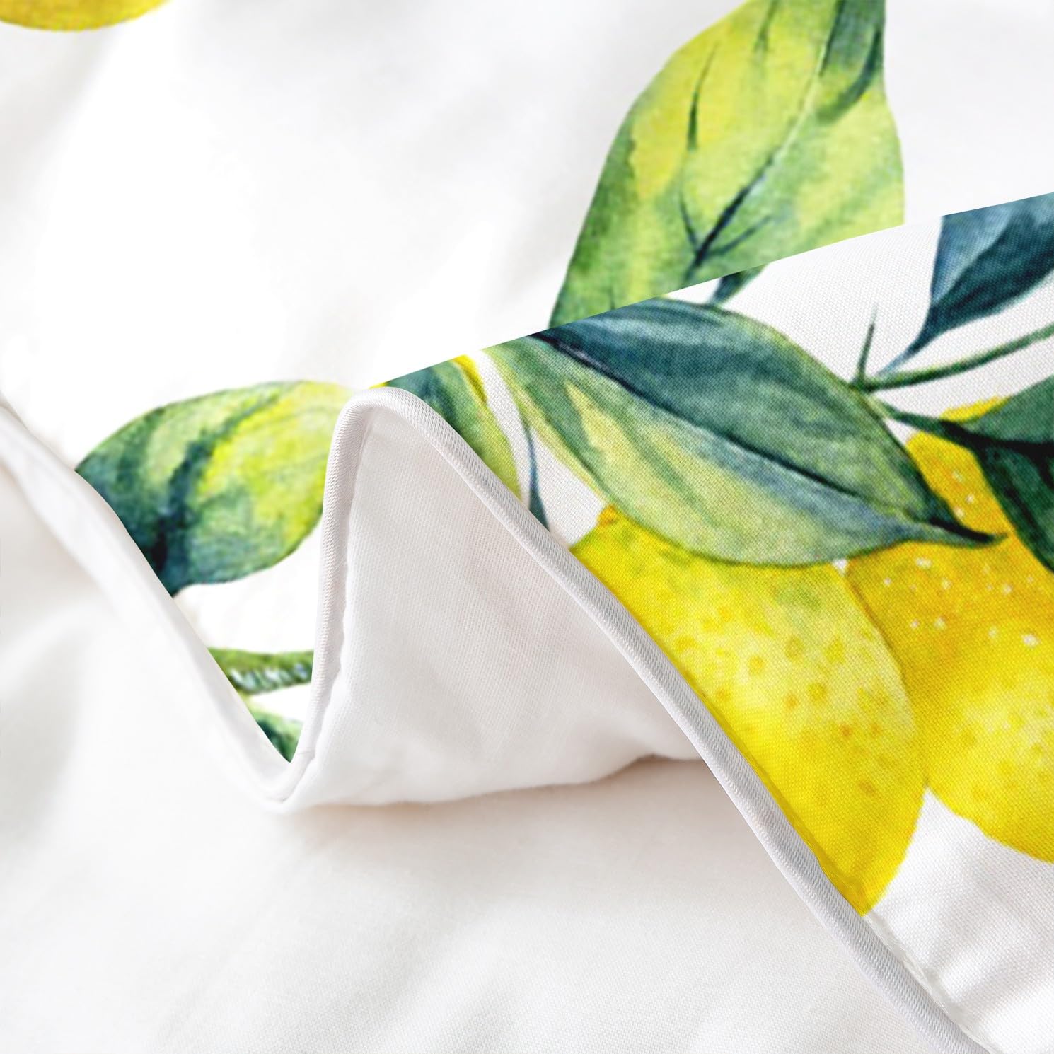 Loussiesd Zitrone 100% Baumwolle Bettwäsche Set 135x200cm Botanical Lemon Muster Betten Set Raum Dekorative Tropische Früchte Bettbezug Set Baumwolle für Schlafzimmer Gelb Grün Bettwäsche-Set