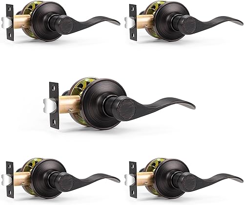 Vista 38 de Probrico Manija de Puerta Negra Palancas de Puerta de Pasaje para Puertas de Armario y Pasillo Estilo Ondulado Manijas de Puerta