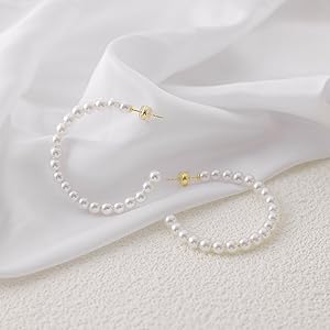 Gacimy Pearl Hoop Earrings for Women with 925 Sterling Silver Post