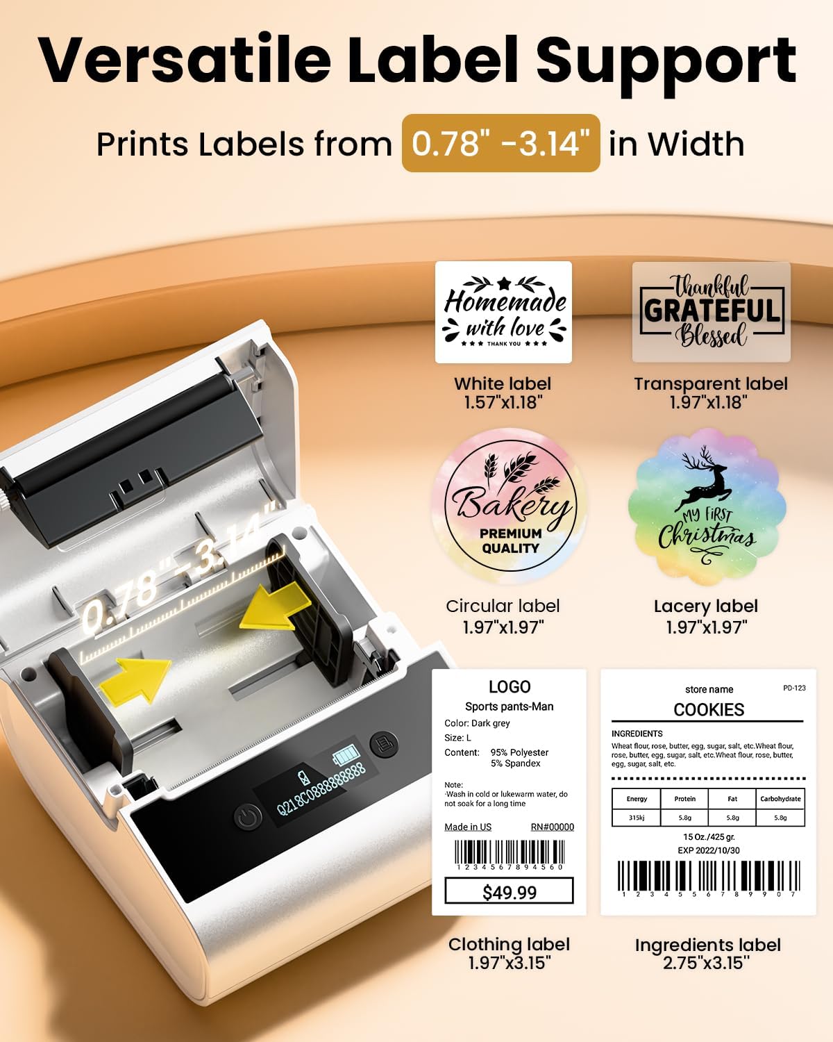 Phomemo Label Printer -M260 Address Label Maker Machine with Tapes,Bluetooth Thermal Label Printer for School Supplies,Name Tag,Barcode,Logo, Easy to Use with Phones& PC,1 1.57"x1.18" Paper