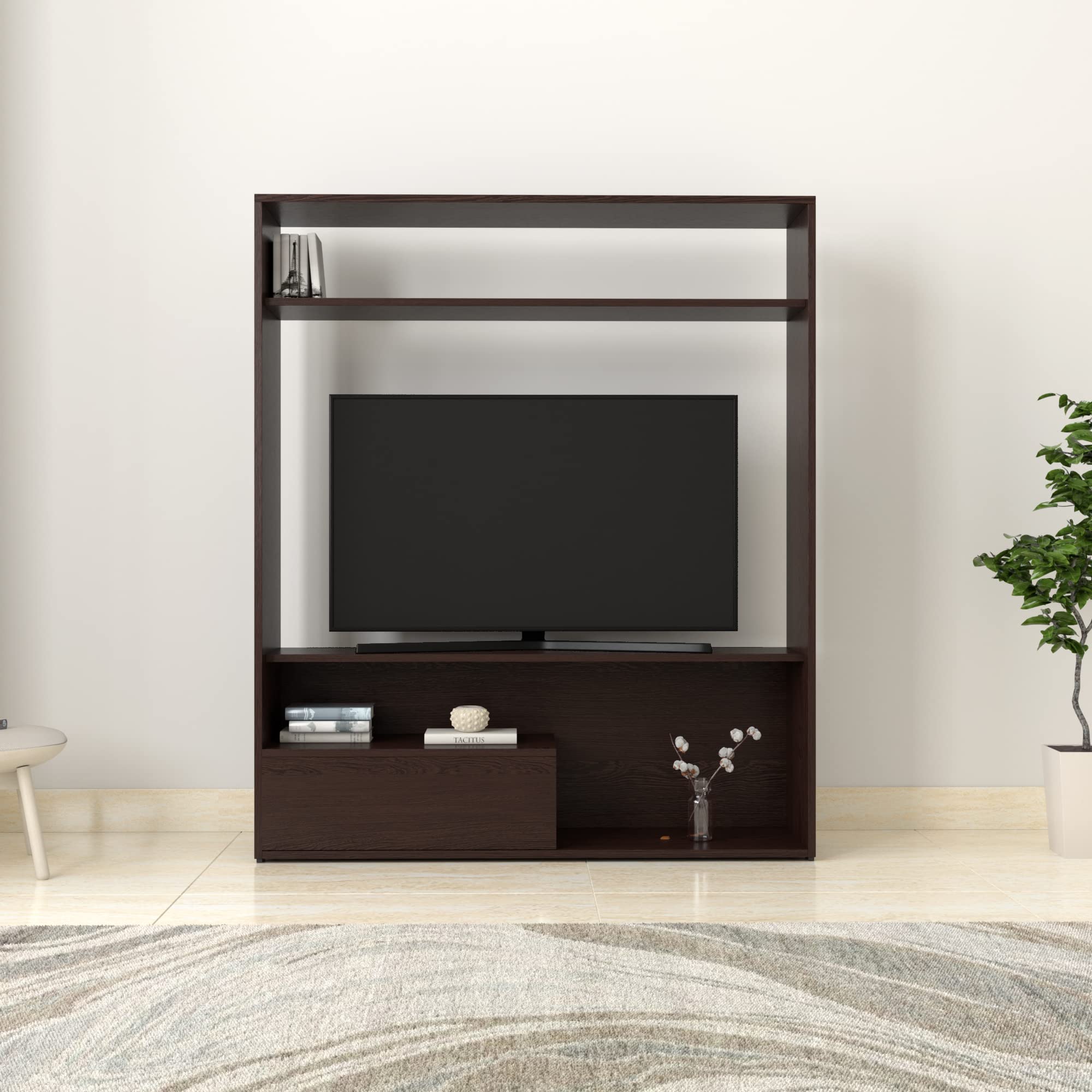 Amazon Brand - Solimo Truro Engineered Wood Entertainment Unit with 1 Drawer and 4 Shelves (Wenge Finish)-image-24