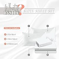 Vista 3 de Elegant Comfort Lujoso juego de sábanas de satén sedoso de 4 piezas, agradable para la piel y el cabello, resistente a las arrugas, la decoloración