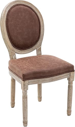 Miniatura 80 de chairus Juego de 2 sillas de comedor de ratán de granja, sillas de campo francesas de cuero con respaldo redondo, sillas laterales ovaladas para