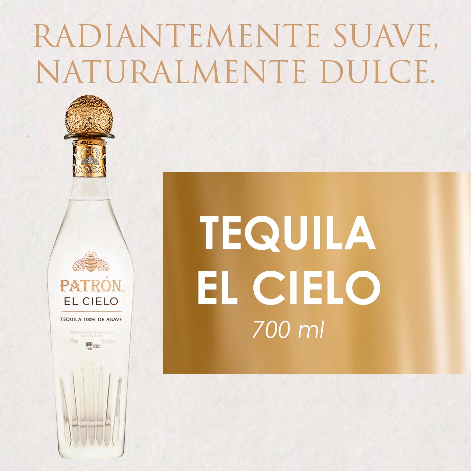 PATRÓN EL CIELO, Tequila Blanco de 700 ml, Orgullosamente Mexicano, 4 Destilaciones, Agave Azul Tequilana Weber, Proceso Artesanal