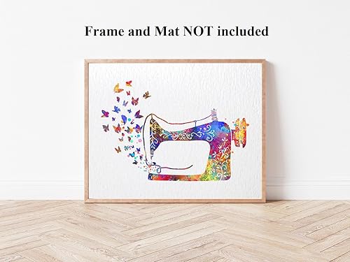 Miniatura 5 de Dignovel Studios 24X36 Máquina de coser sin marco Mariposa costurera costura acuarela arte impresión cartel inauguración de la casa pared giclée