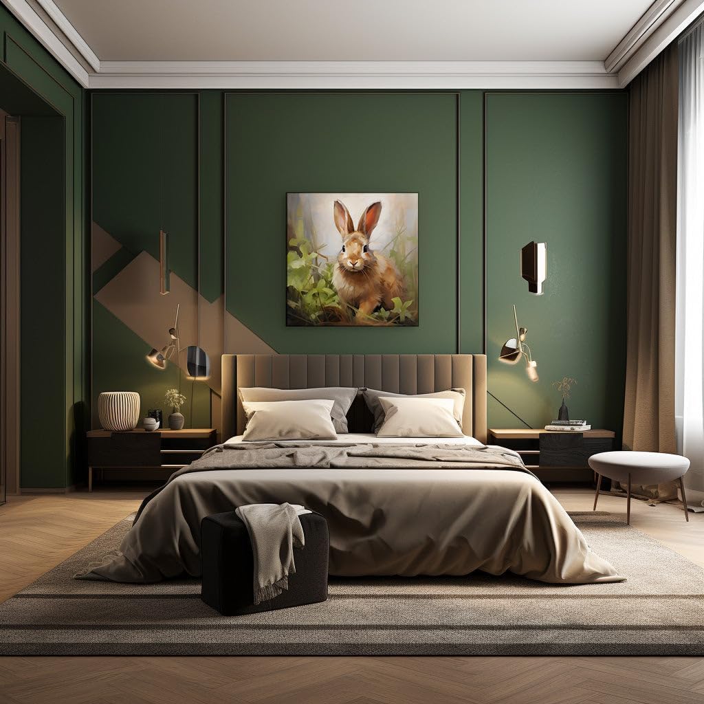 Canvas for Living Room. Whispers of Nature: A Detailed Brown Rabbit in Soft Contrast, 27 x 18 inch Canvas Wall Art - Ready to Hang
