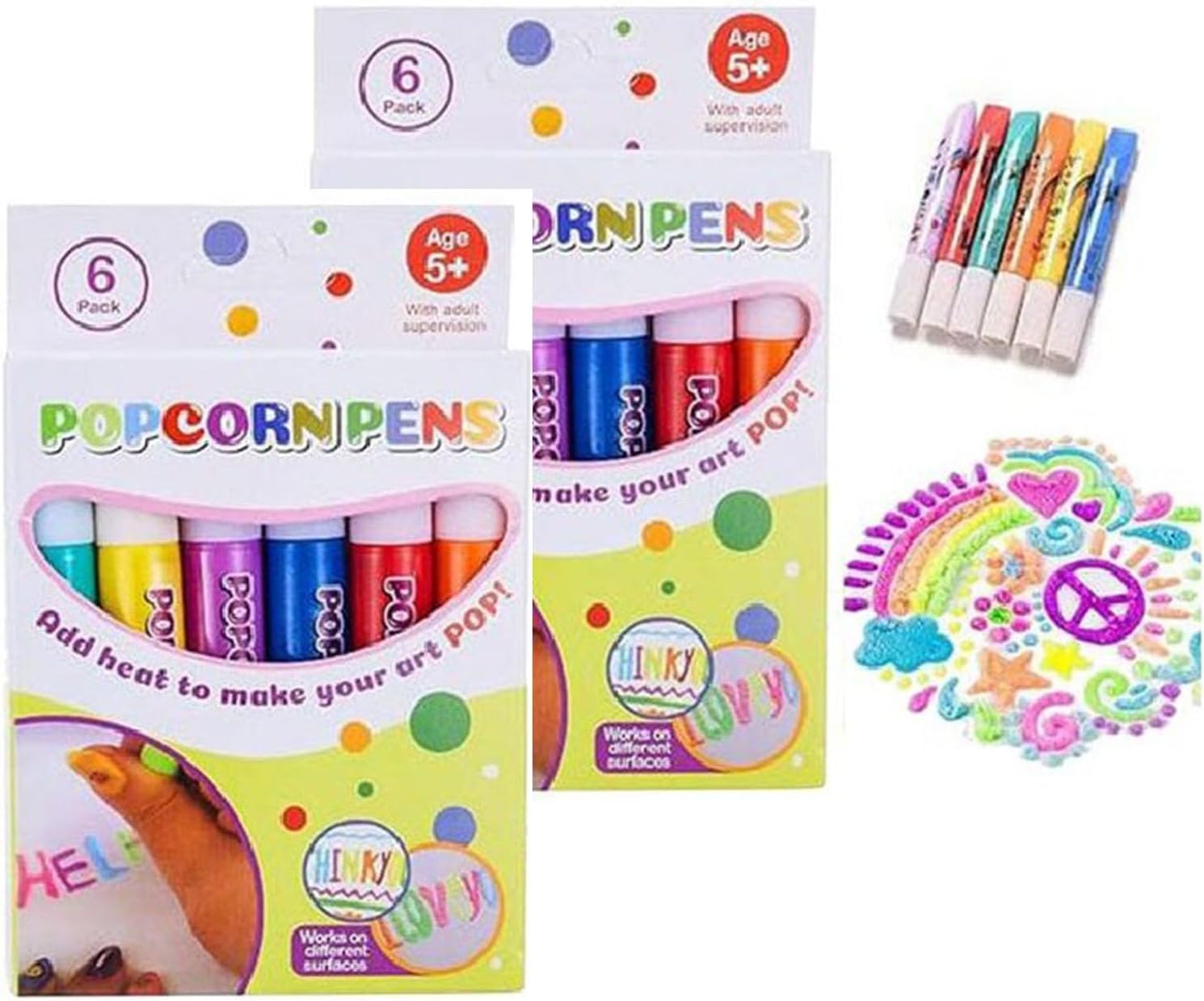 6PCS Magic Popcorn Pen, popcorn pens DIY Bubble Popcorn Drawing Pens, 3D Pen Puffy Embellish Decorate Graffiti Stationery for Greeting Birthday Cards Christmas，12PCS