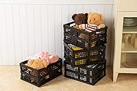 Vista 5 de 16L Plastic Collapsible Storage Crates,Folding Crates Storage,Pack of 4,Black