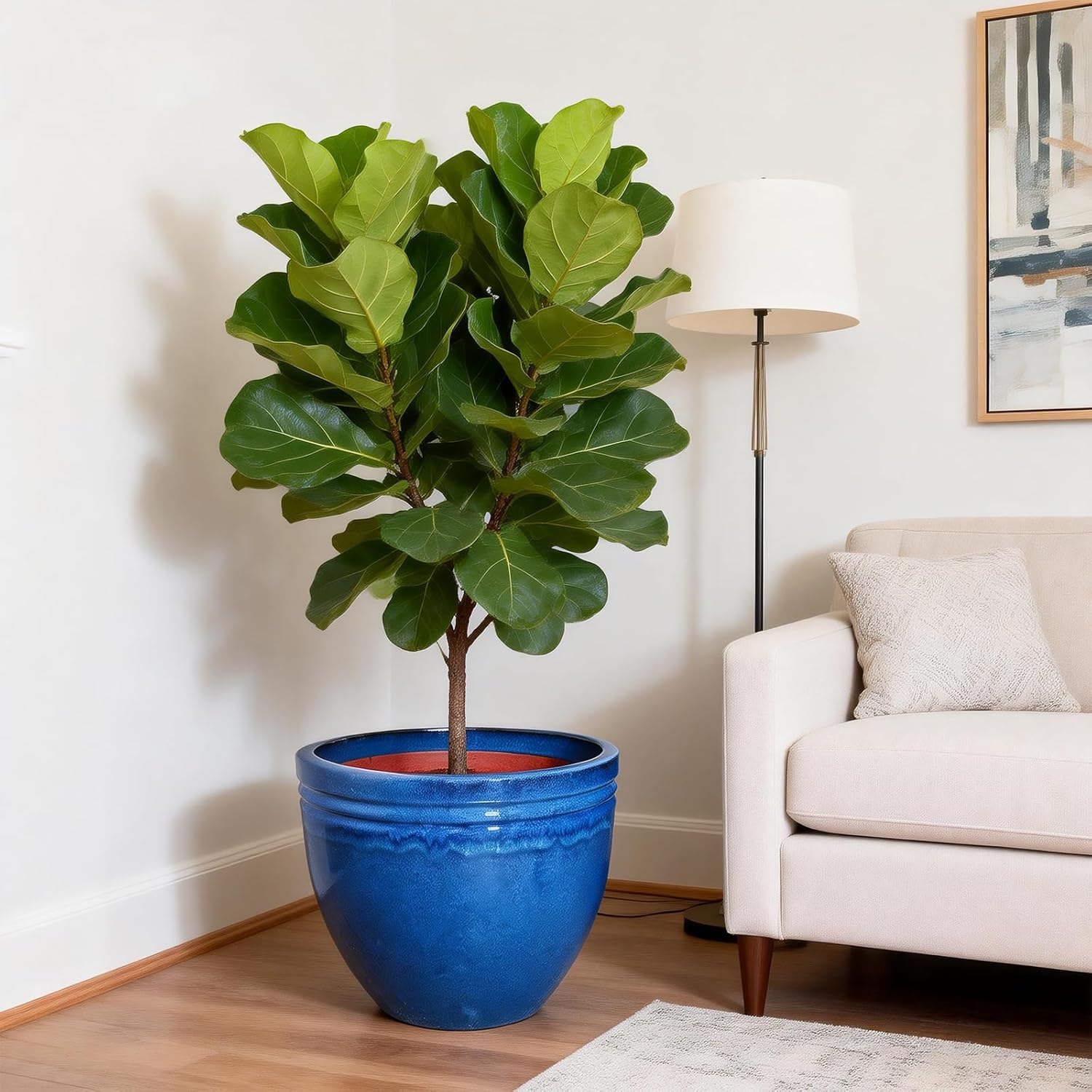 Large Flower Pots for Plants Outdoor & Indoor, Extra Large Ceramic Planters with Drainage Hole, 15.7 Inch