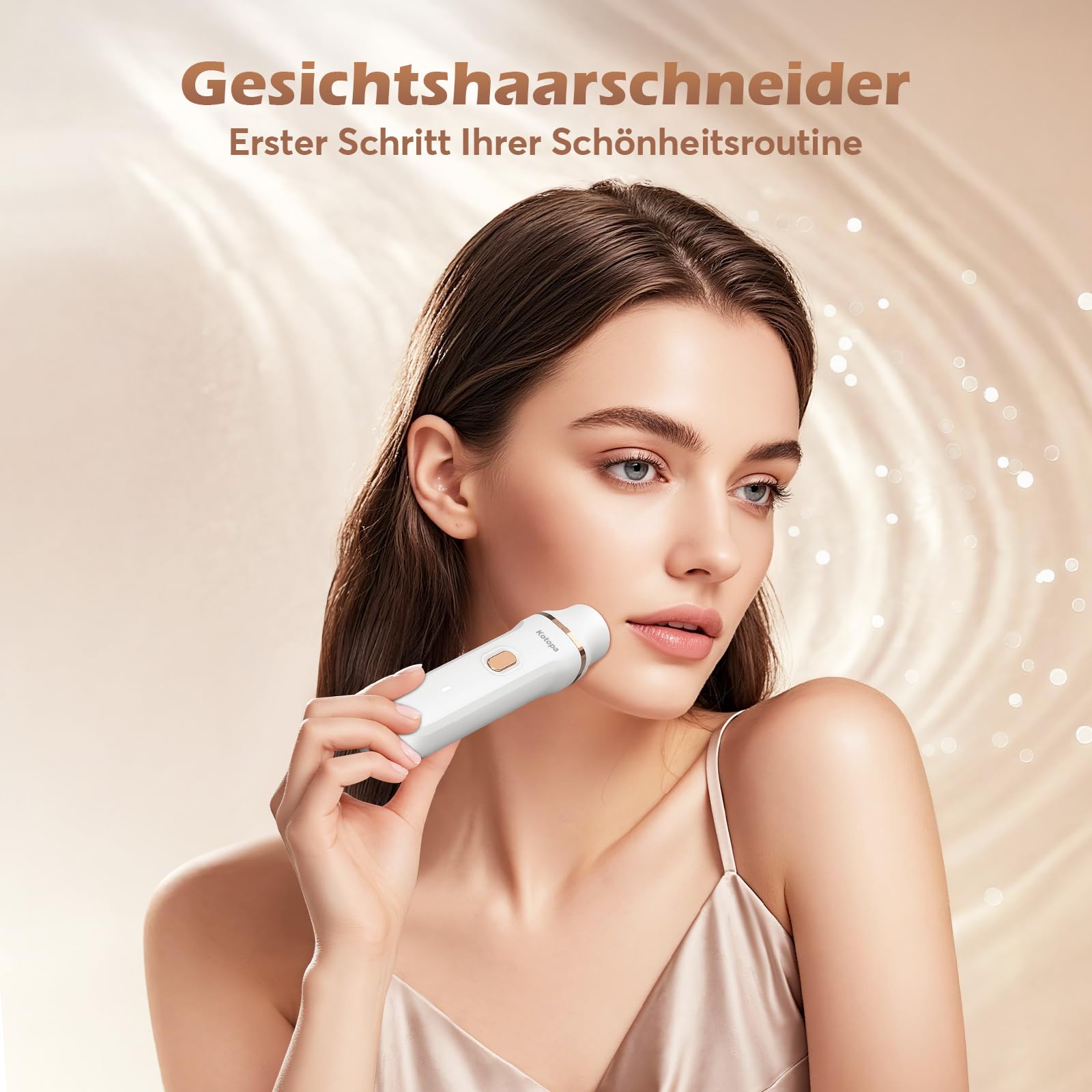 Kotopa Intimrasierer für Frauen, 3 in 1 Elektrischer Rasierer Damen für Bikinizone, Gesicht und Körper, Kabelloser Bikini Trimmer für Intimbereich, Wasserdicht & Hautfreundlich(Gold)