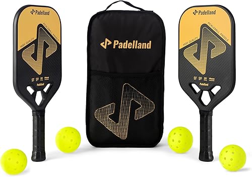 Padelland - Juego de palas de pickleball con 2 paletas, 4 bolas para exteriores y bolsa de transporte, equipo completo de pickleball para juego de
