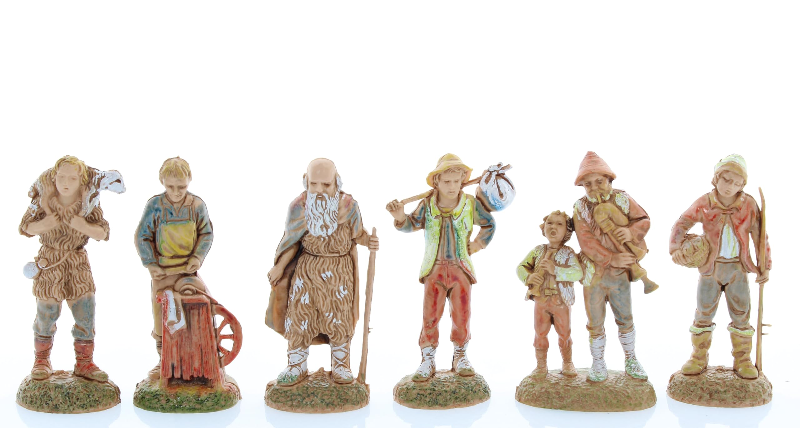 Moranduzzo Gruppo Pastori 24 Personaggi per Presepe da 6 cm – MINI 6 – Scala 1:32 – Statuine Indistruttibili Rifinite a Mano, Scultore M. Landi, Made in Italy