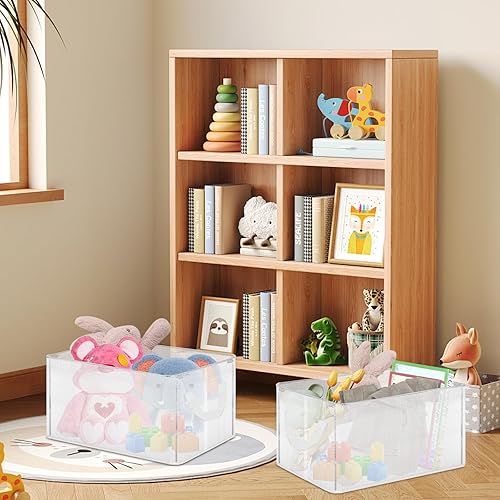 Miniatura 4 de Paquete de 6 cestas de almacenamiento para estantes, estantes de almacenamiento de armario, cestas plegables decorativas con asas, organizadores