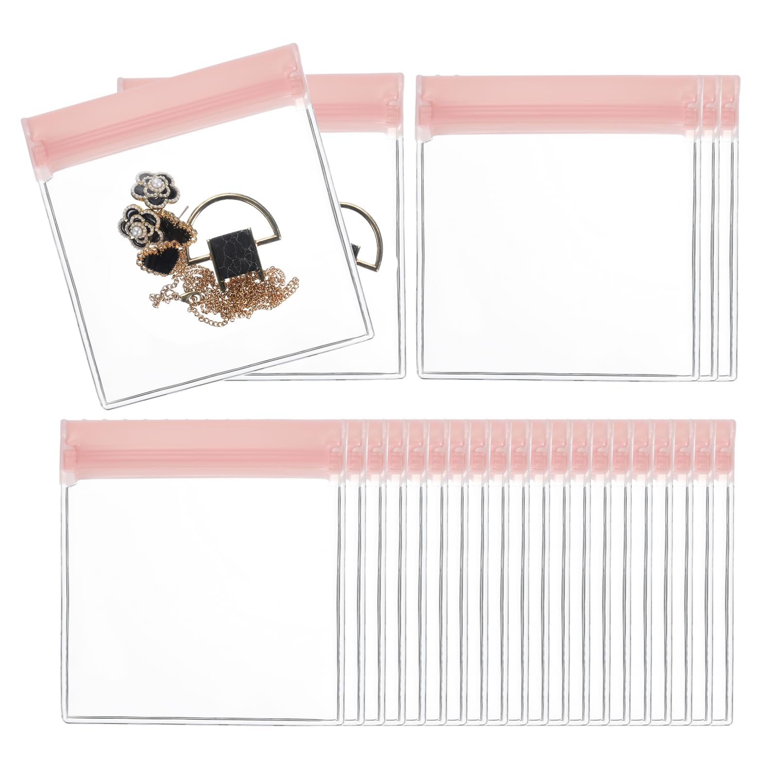 Sac bijoux EVA rose PATIKIL de 25 pièces 12x12 cm à fermeture zip étanche