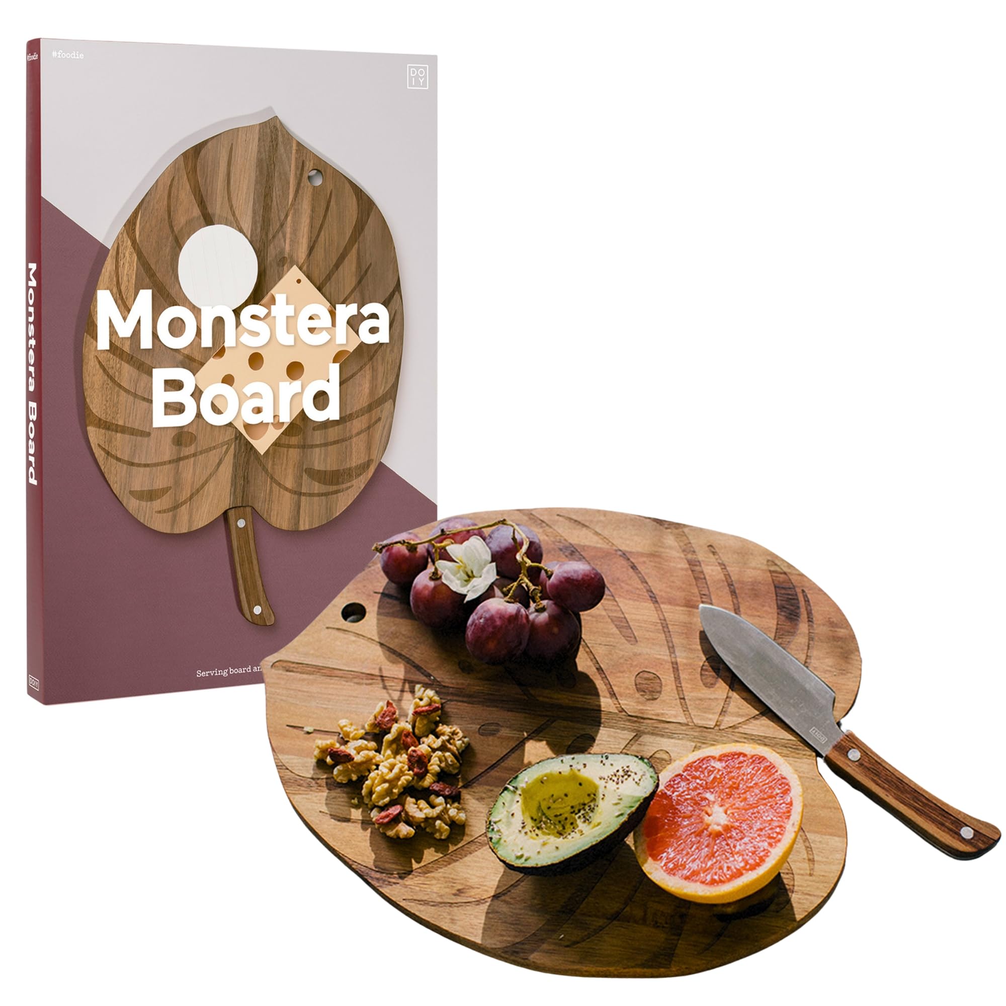 Planche de cuisine originale DOIY Monstera en bois, idée cadeau créative