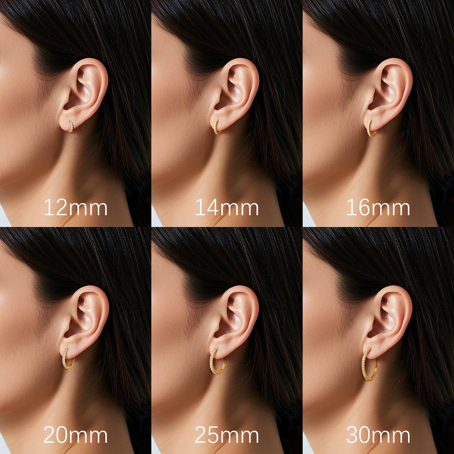 14K Gold Earrings for Women 14K Gold Hoop Earrings for Women Gold Hoop Earring for Womens Hoops with Cubic Zirconia and Multiple Size Options for Every Style Hoops Earring for Womens 12/14/16/20/25/30mm - Image 2