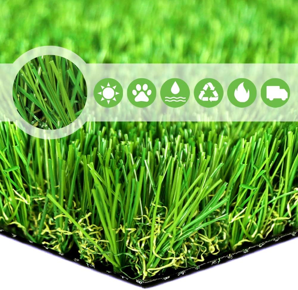 Realistic Deluxe Artificial Grass Synthetic Thick Lawn Turf Carpet -Perfect for Indoor/Outdoor Landscape (40 in x 80 in (22.2 Square FT))