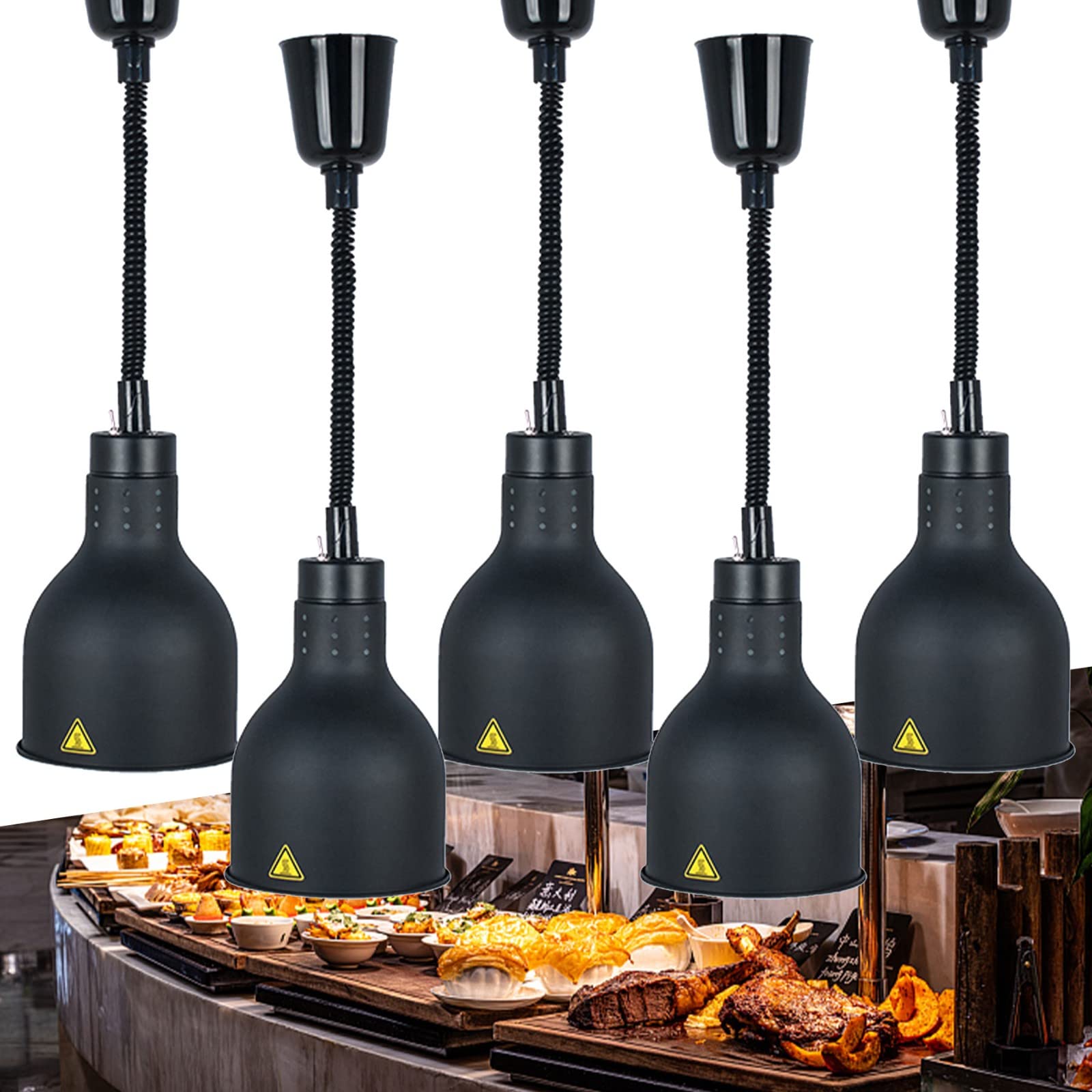 Lampada di Calore per Alimenti, Lampade Infrarossi Riscaldanti, Lampada Scaldavivande con Lampadina Riscaldante per Cibo Riscaldante per Ristorazione di Bar a Buffet(Size:5pcs)