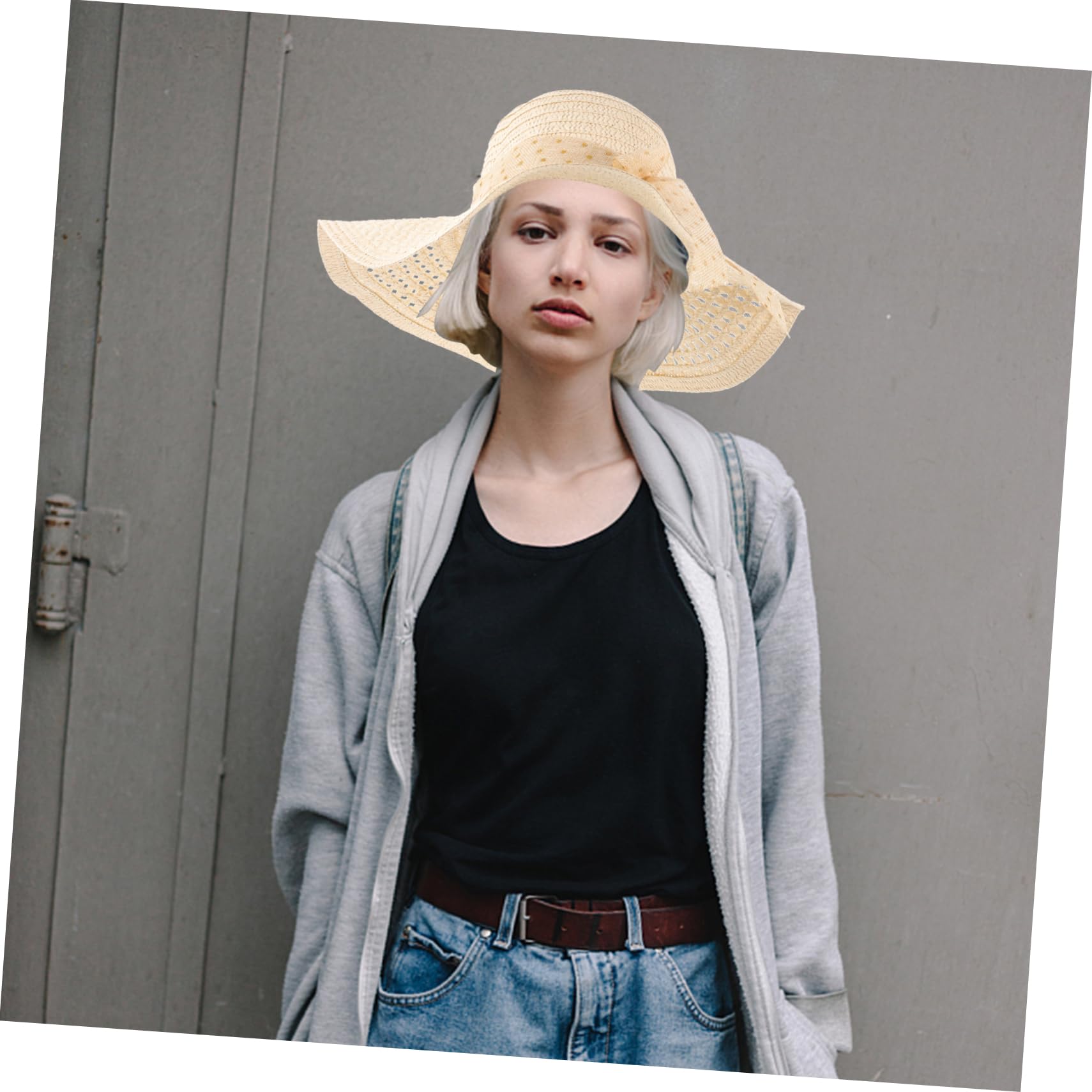 BESPORTBLE Cappello di Paglia da Donna Cappello Sole Capello per Sole Fisherman Hat Straw Hat Fisherman cap Bucket Hat Cappello da per Le Donne Cappello a Visiera Poliestere