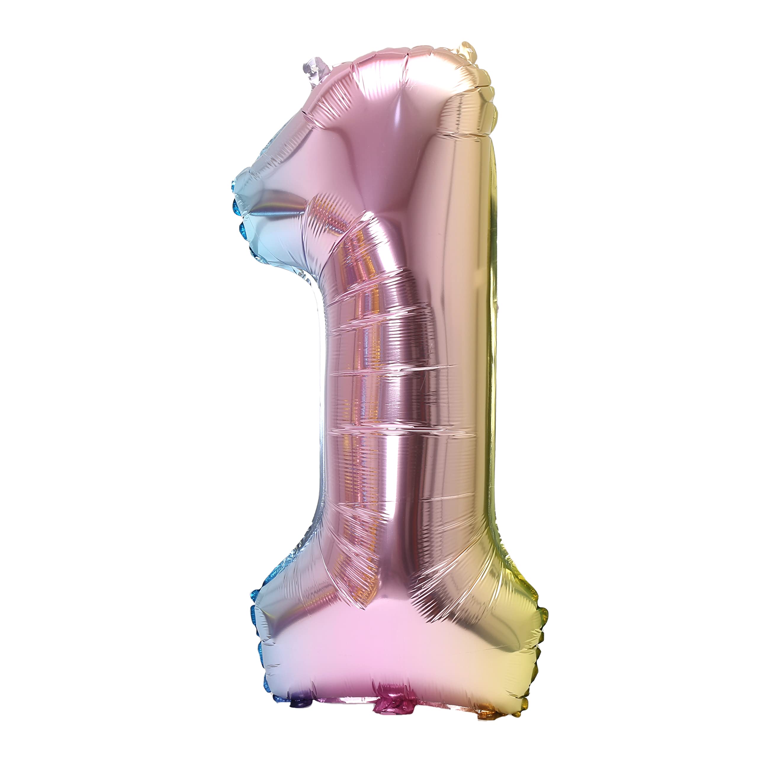 YPSelected 32 Inch Large Foil Helium Number Balloon Birthday Wedding Party 0-9 (Rainbow, 1)