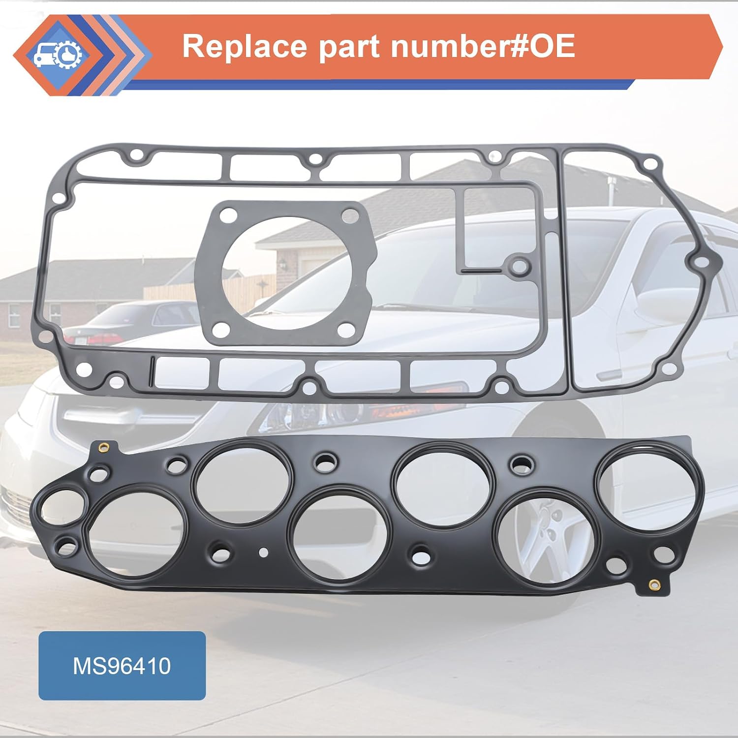 Intake Plenum Gaskets Set Upper Compatible with Honda Acura Vehicle 2003-2010 Accord Odyssey, 2003-2006 TL, Replace#MS96410