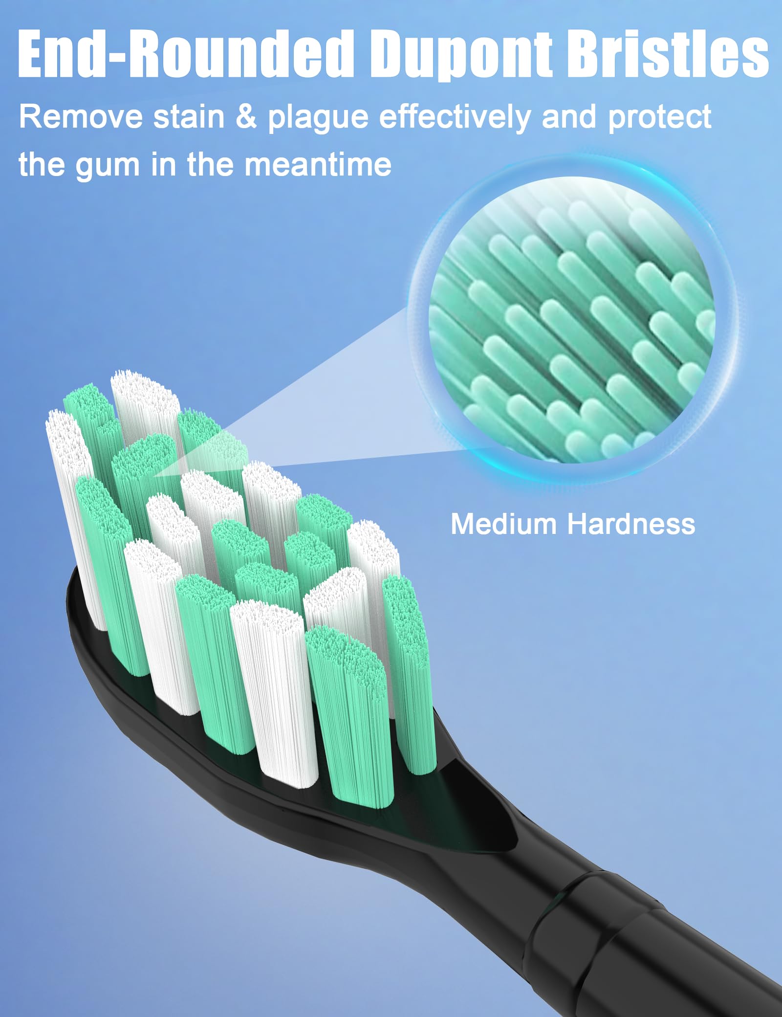 Cabezales de repuesto para cepillo de dientes Philips Sonicare C1 C2 Control de placa Gum Health 4100 Simply Clean 1 2 Series Snap on cabezal de cepillo eléctrico, paquete de 4, color negro