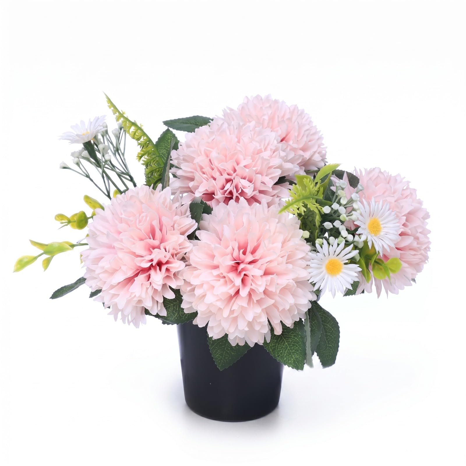 Homesecret Pink Daises Pack 1 Artificial Flowers For Graves | Flower Pots | Perfect For Enhancing Memorial & Cemetery Decor | Improved Design For Funeral Elegance And Lasting Tribute.