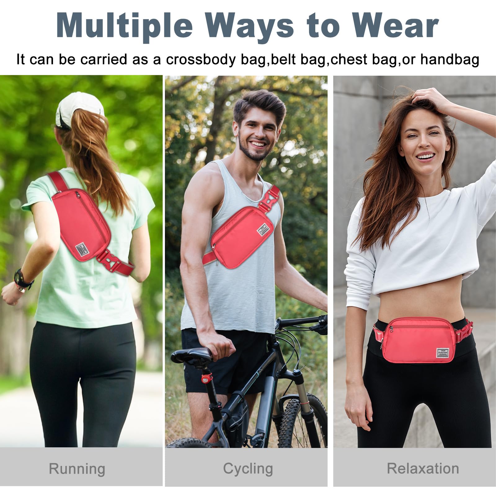 DMLuna Piccola borsa a tracolla da donna alla moda, leggera, per donne e uomini, mini marsupio con cinghia regolabile per corsa, allenamento, viaggi