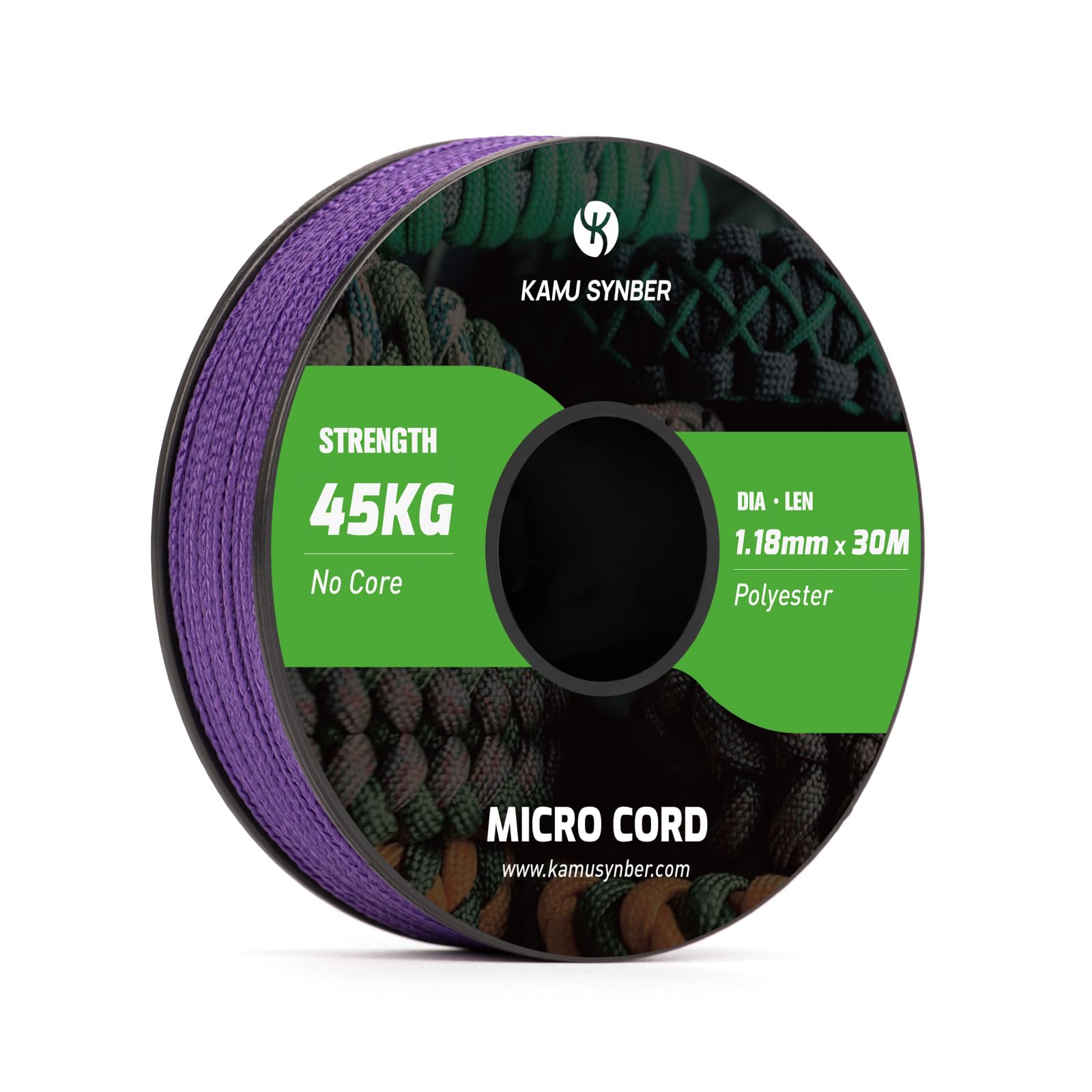 Kamu Synber Micro Cord 1.18mm Paracord Braided Rope 30m Spool for Bracelet, Crafting, Jewelry Making, Key Chains | Support 45kg | Purple