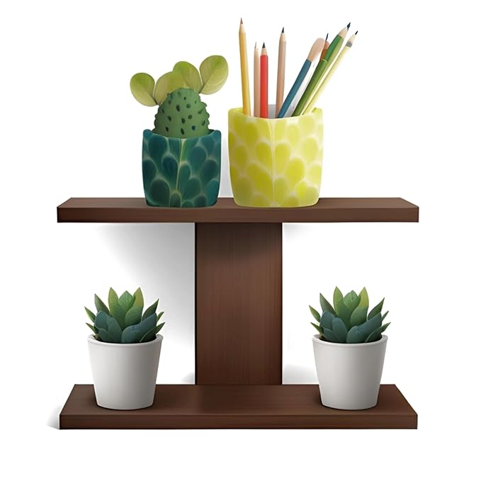 Dime Store Wall Mounted Engineered Wood Shelf/Book Rack/Wall Shelves/Home Decorative Display (2 Shelves, Black) (2 Shelves, Brown) at Rs. 289