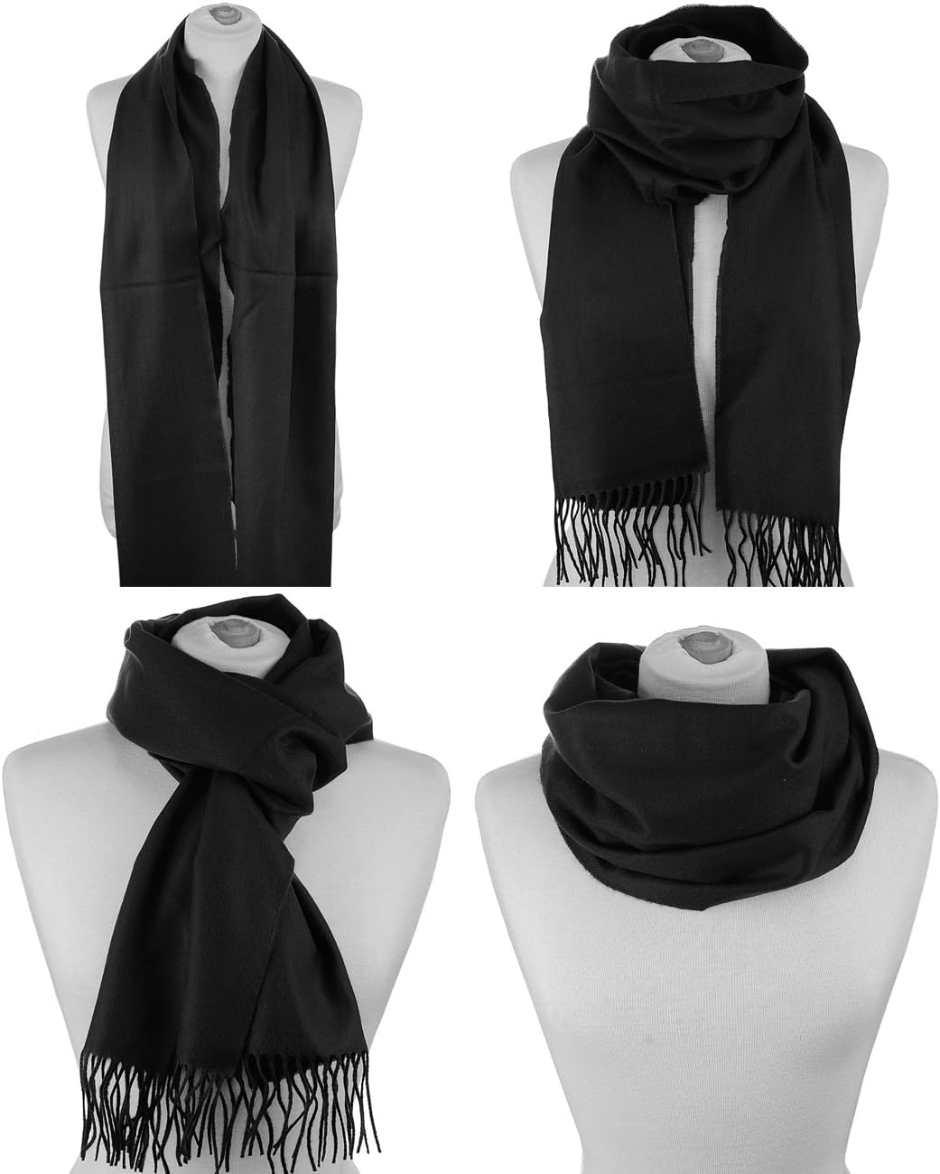 D&Y Unisex Classic Soft Plain Fringe End Scarf - Image 4