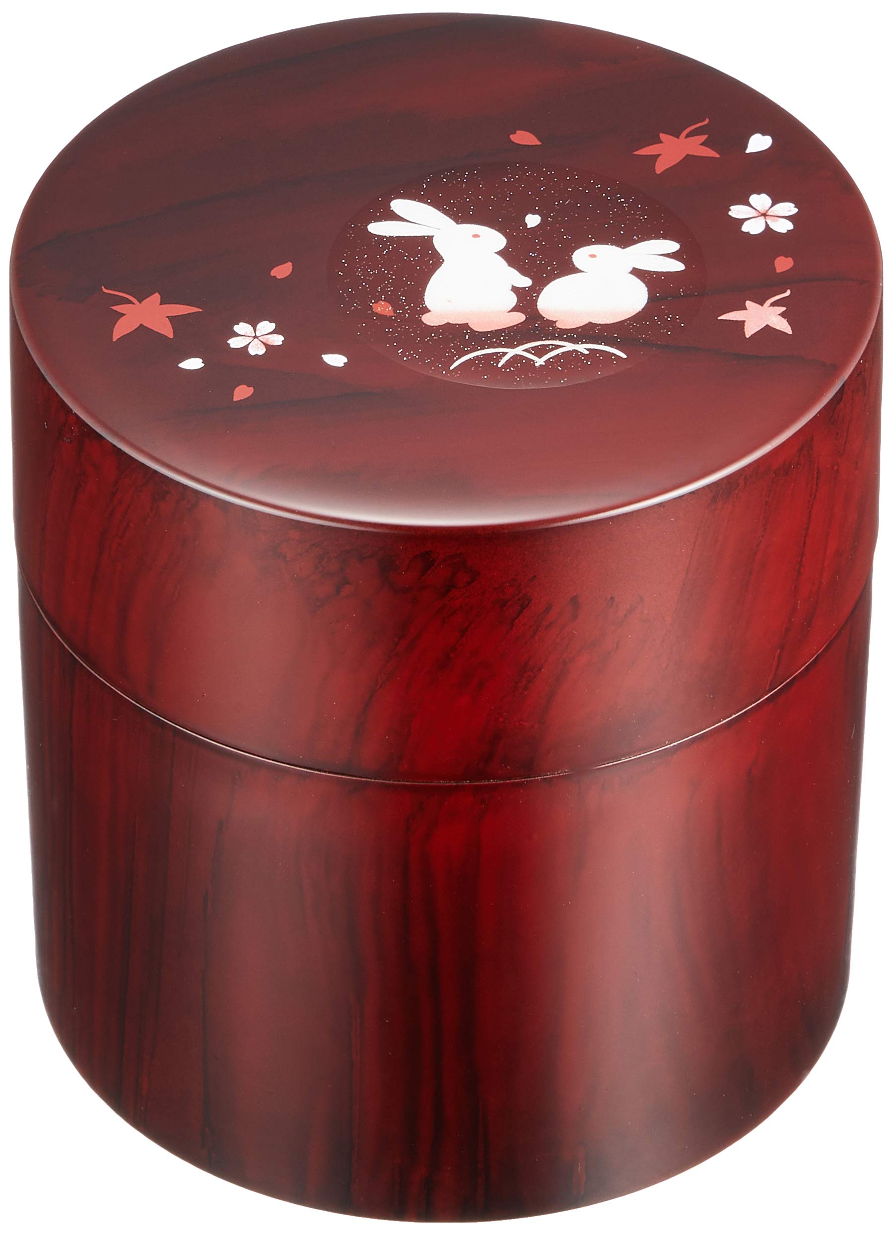 Yamanaka Lacquerware Tea Canister Wood Grain Lucky Rabbit ABS Resin Japan
