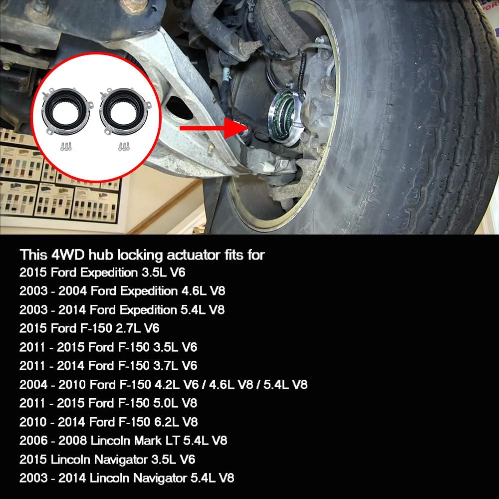 600-405 Pair 4x4 4WD Auto Locking Hub Axle Actuator for Ford Expedition F-150 Lincoln Mark LT Navigator Part# 7L1Z3C247A - Front Left & Right 4-Wheel Drive Actuator
