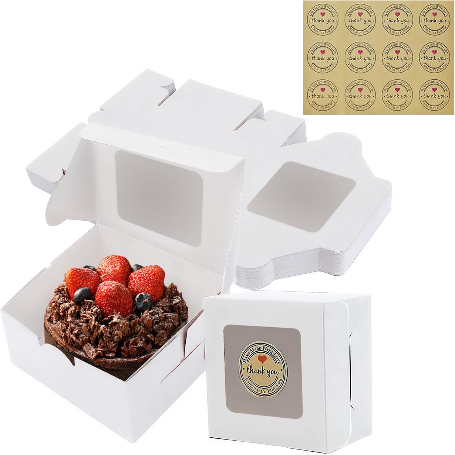 XFYJOP 12 Pack Small Cake Box Bakery Boxes with Window Sweet Boxes