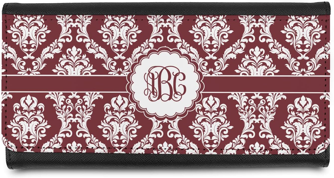 Personalized Maroon & White Leatherette Ladies Wallet