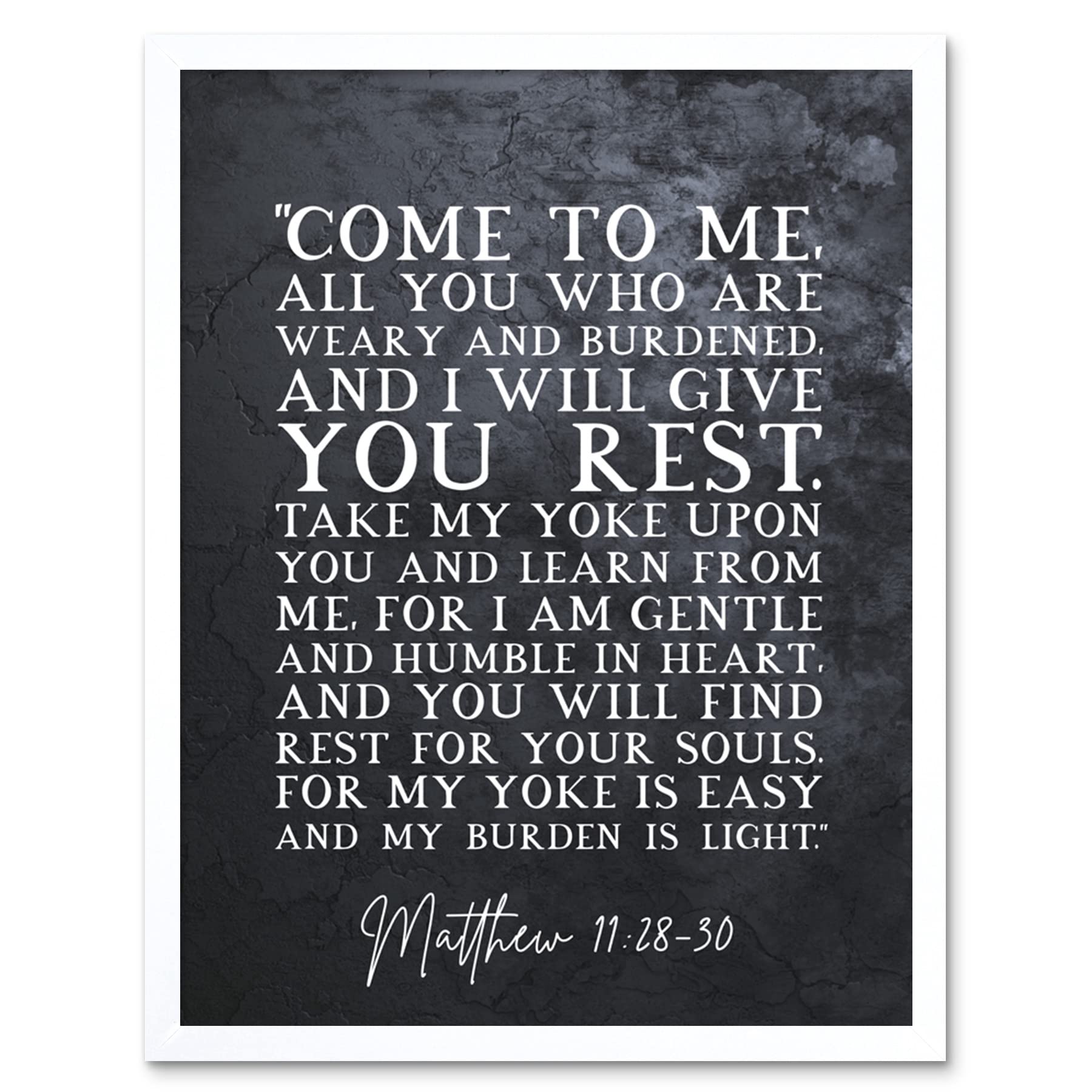Artery8 Matthew 11:28-30 Come to Me All You Who Are Weary I will Give You Rest Christian Bible Verse Quote Scripture Typography Artwork Framed Wall Art Print 9X7 Inch