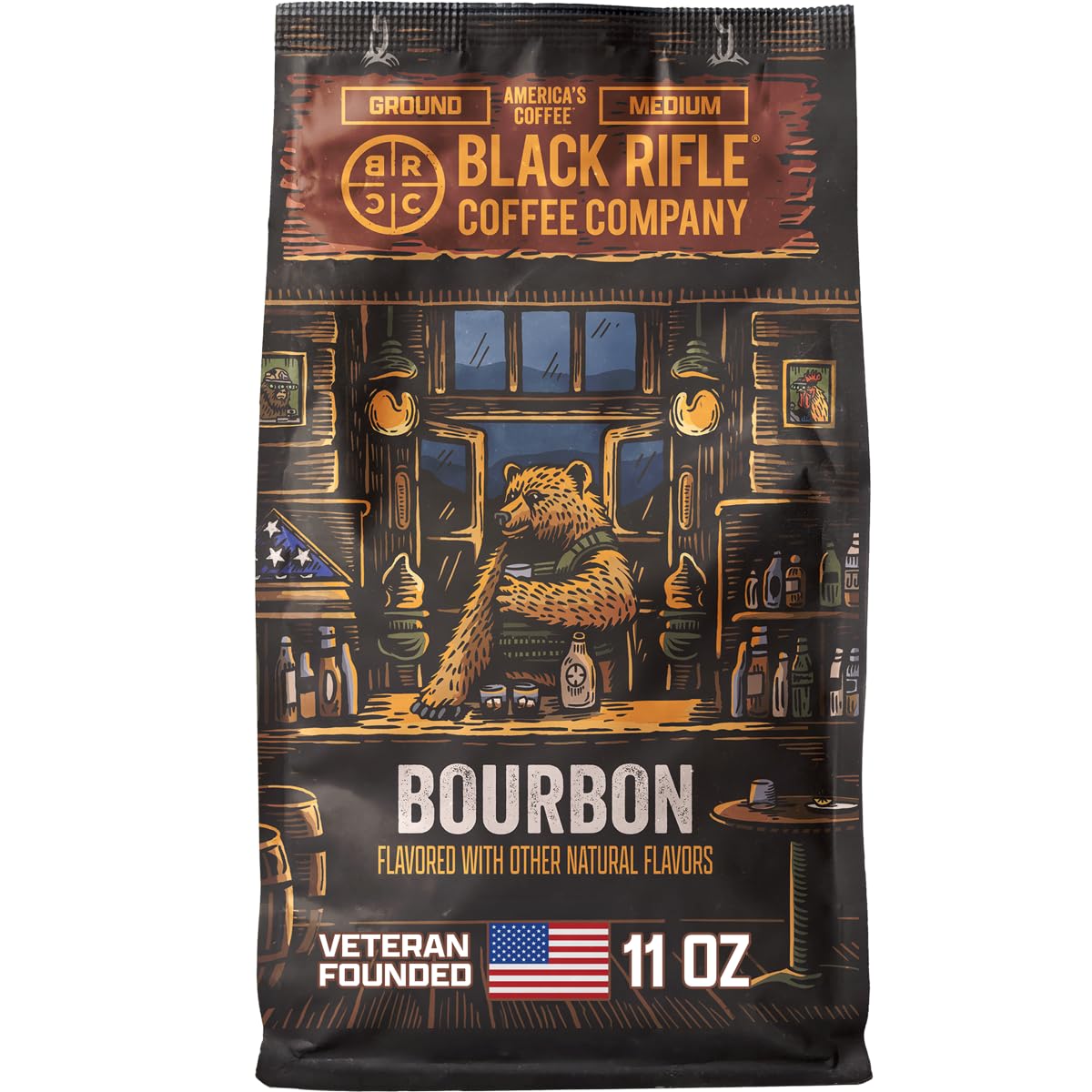Black Rifle Coffee Medium Roast Ground Coffee Bourbon, 11 oz bag