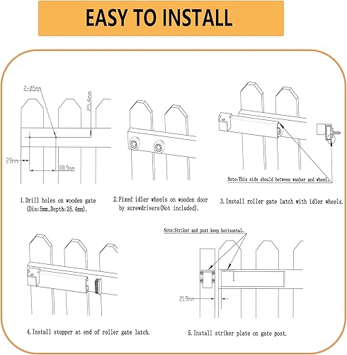 Miniatura 7 de Sdstone Pestillo de puerta deslizante, pestillo de puerta resistente con orificio para candado, cerradura de pestillo ajustable con dos ruedas