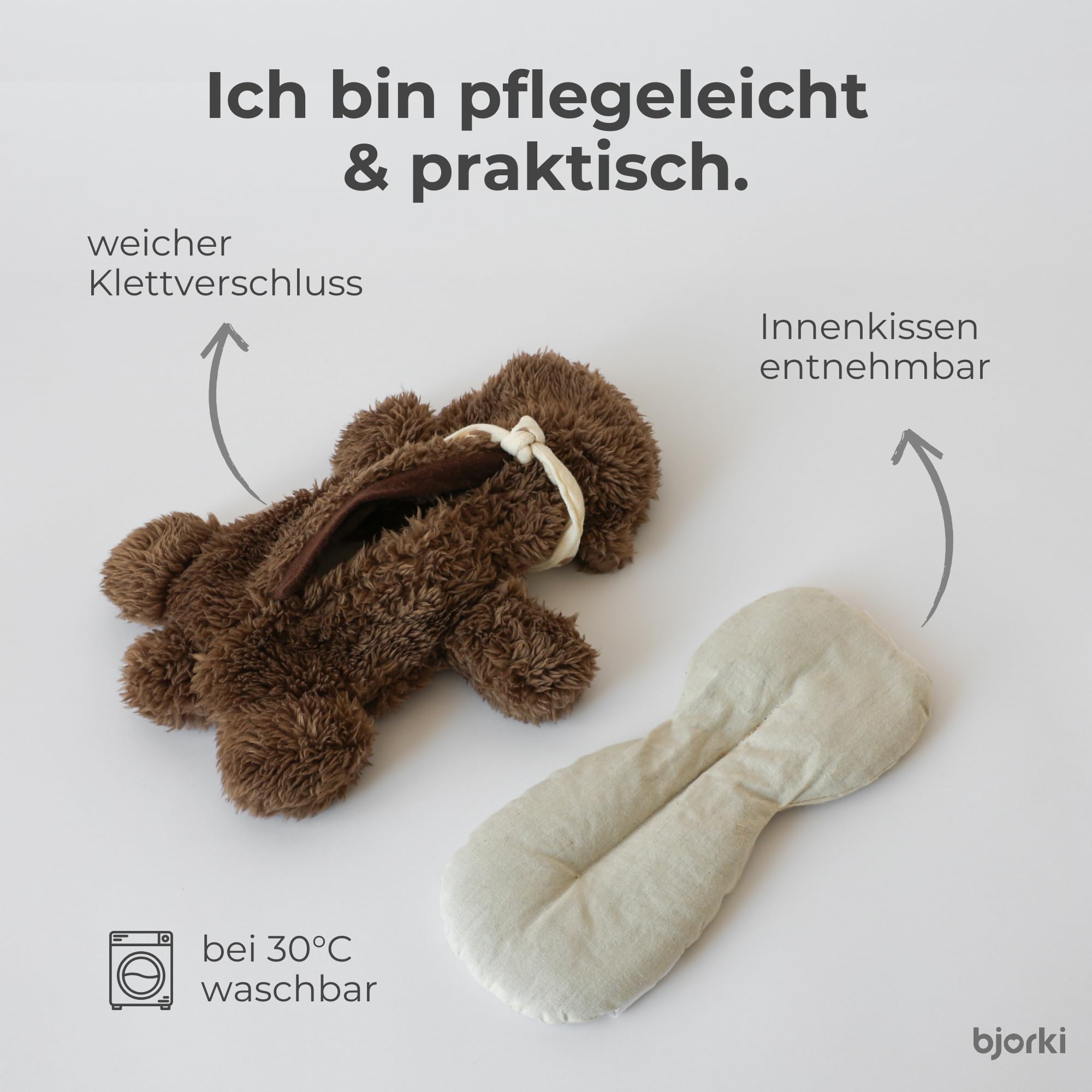BJORKI Coussin chauffant pour bébé et enfant - Coussin chauffant avec garnissage en graines de lin pour le micro-ondes - Parfait comme doudou et coussin apaisant pour la chaleur et le bien-être