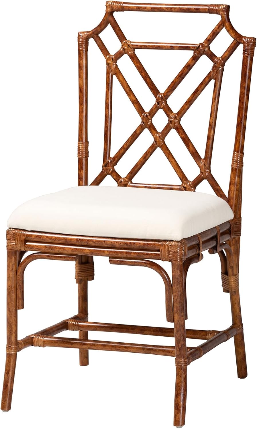 Esmery Marbled Tortoise Natural Rattan Dining Chair