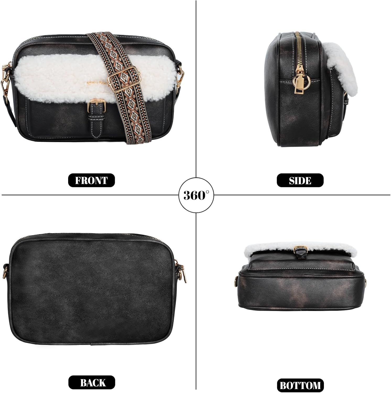 Crossbody Bags for Women Vegan Leather Small Handbag Mini Travel Purse with Adjustable Wide Strap - Image 3