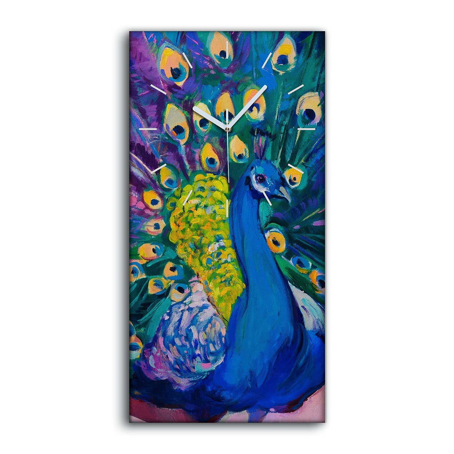 Horloge sur toile silencieuse sans tic tac 30x60cm déco oiseau