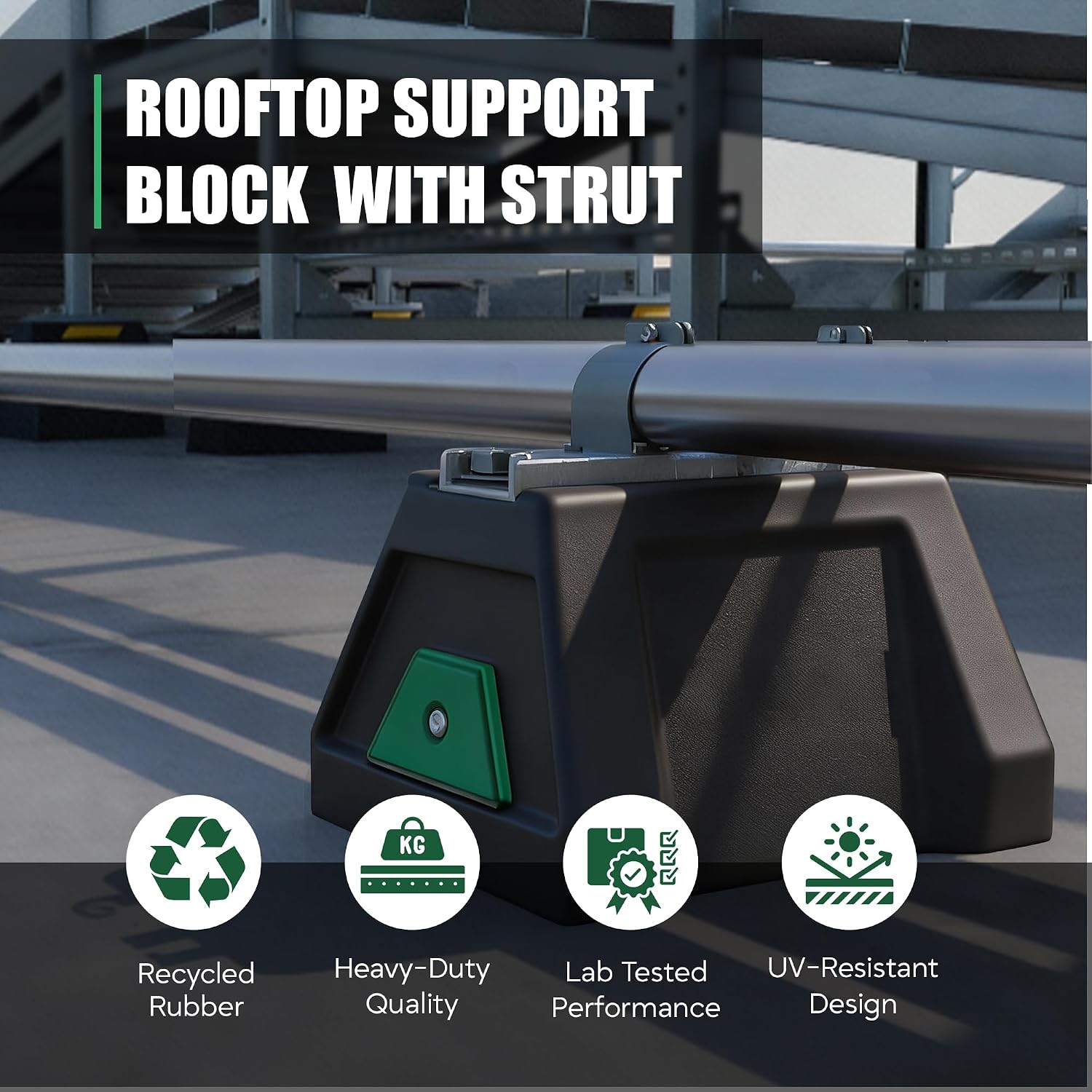 SUPPLYGIANT Rooftop Support Block with Galvanized Steel Strut Sleeper Curb Replacement 1,000 lbs load 6 Inch, Black