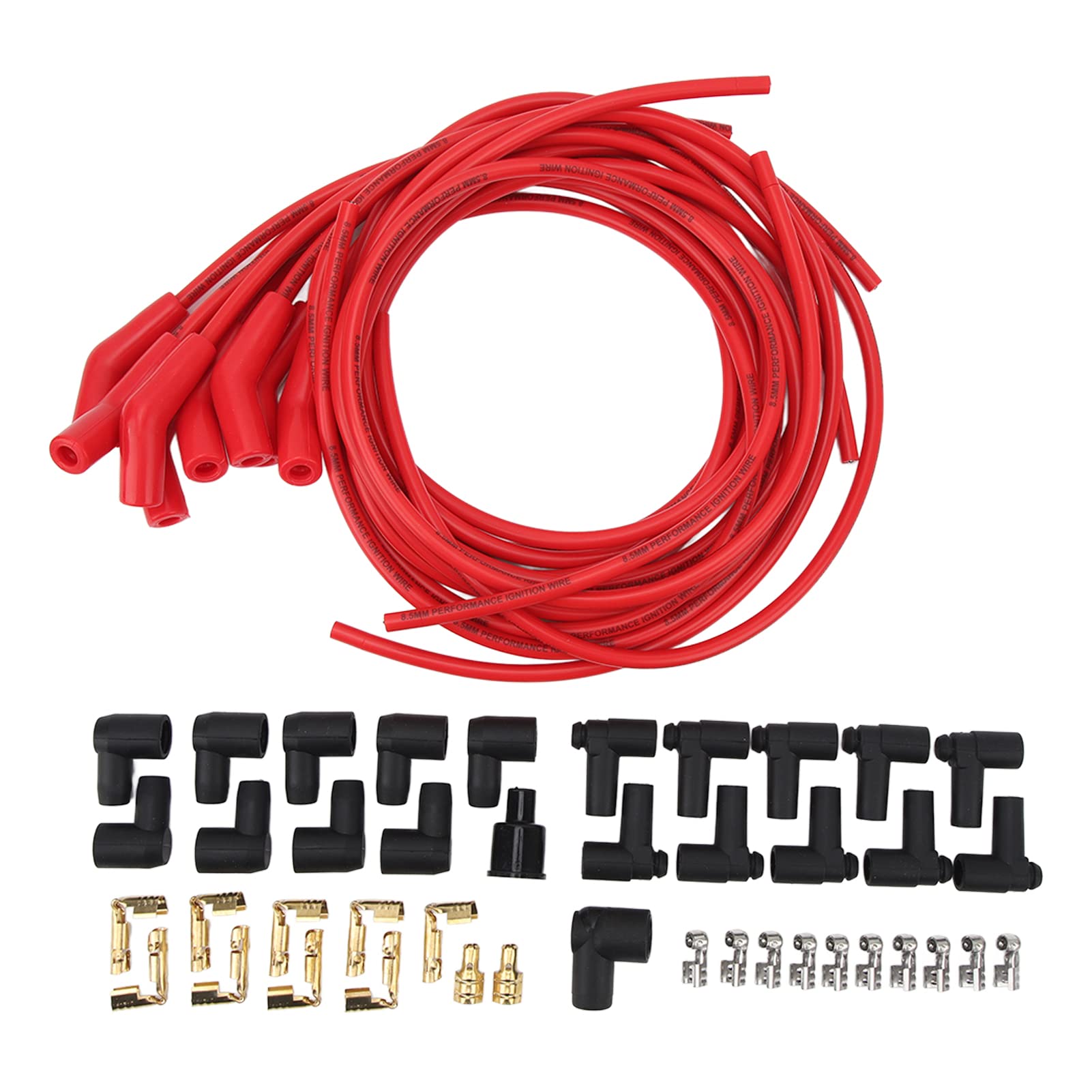 Kit filo di accensione, kit di filo di accensione candela anti-invecchiamento flessibile 8,5 mm di diametro per auto a 8 cilindri (rosso)