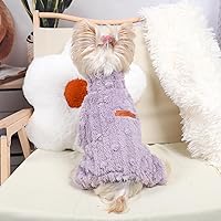 Vista 8 de Pijamas para perros pequeños para niños y niñas, suéter de cuello redondo con cuello alto y forro polar grueso y cálido, abrigo de forro polar