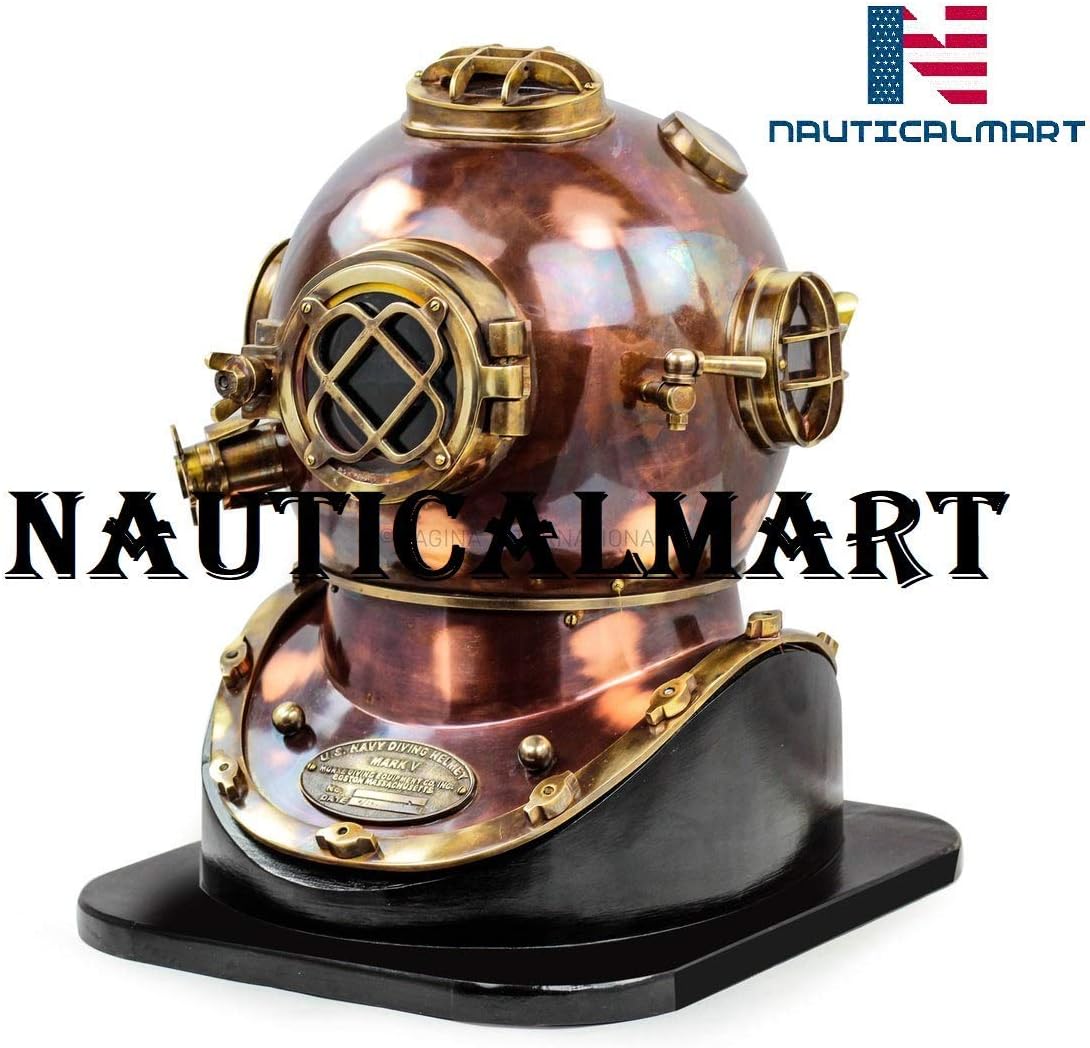 Nautical-Mart 18" Vintage Marine Divers Helmet Solid Steel & Brass Scuba Diving Helmet Antique Copper Finish