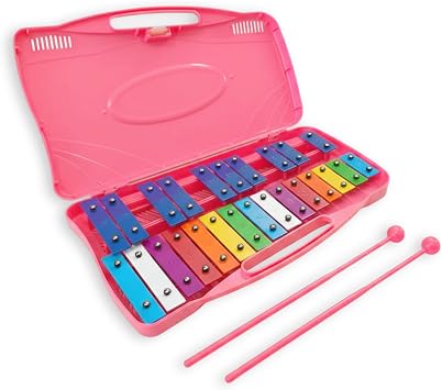 25 Note Glockenspiel Xylophone for Kids & Adults, Professional Chromatic Percussion Instrument with Rainbow Metal Keys & Carrying Case - Musical Educational Gift for Student Beginners