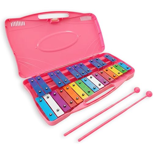 Glockenspiel Xylophone 25 Notes Rainbow Key Xylophone with Case for Student Beginners Instruments for Adults Christmas Gifts