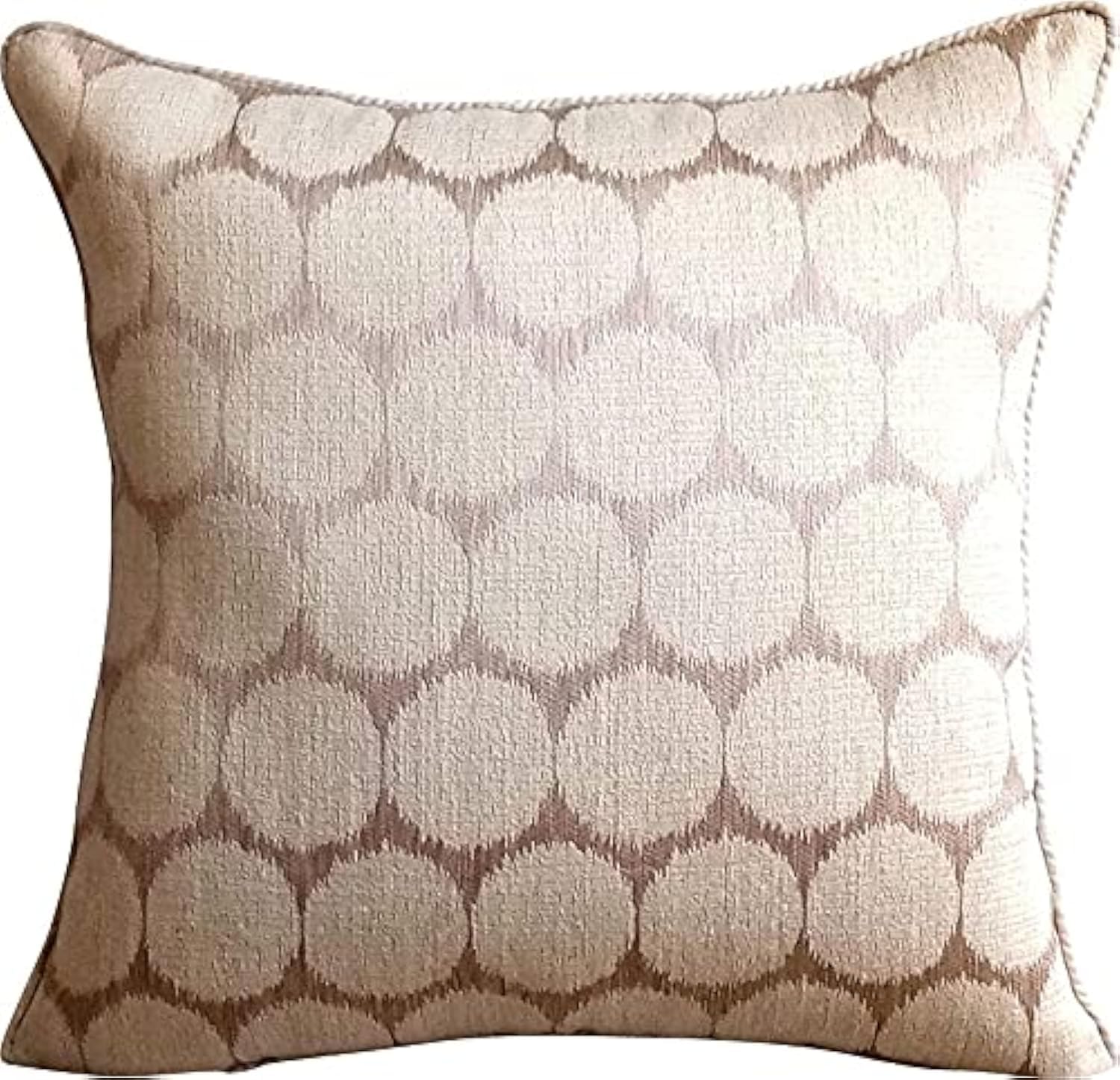 The HomeCentric Decorative Throw Cushions Covers 30 x 30 Pearl Beige Cushion Covers Jacquard Patterned Couch Cushions, Beige Cushion Covers 30x30 cm (12x12 inch), Modern Cushion - Running In Circles โ image 1